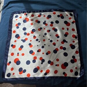 Polka Dot Silk Scarf - Navy and Red